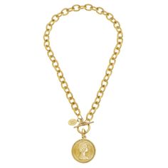 20 inches Queen Elizabeth Ii Coin, Susan Shaw, Gold Link Chain, Toggle Necklace, Coin Necklace, Coin Pendant, Queen Elizabeth Ii, Elizabeth Ii, Queen Elizabeth