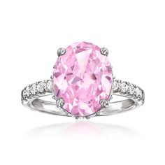 Ross-Simons - 5.50ct Simulated Pink Sapphire, .50ct t. w. Cubic Zirconia Ring in Silver. Size 5. An RS exclusive. Big impact, small price. Our lovely ring features a 5.50 carat oval simulated pink sapphire that beams from a sterling silver band sparked by .50 ct. t. w. round brilliant-cut CZs. Features a unique hidden halo! 1/2" wide. CZ and simulated pink sapphire ring. Carat weights are diamond equivalents. Halo 1, Pink Sapphire Ring, Cubic Zirconia Rings, Hidden Halo, Lovely Ring, Cz Ring, Sterling Silver Bands, Pink Sapphire, Silver Band