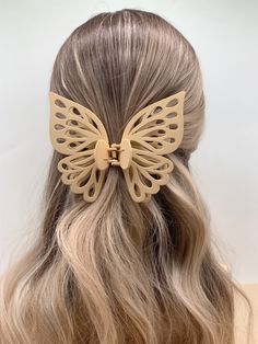 Caqui Casual,Elegante Collar  Metacrilato  Pinzas Grandes para el Pelo Embellished Butterfly Hair Claw, Minimalist Hair Accessories, Pink Hair Clips, Hair Clasp, Butterfly Hair Clip, Functional Fashion, Yellow Hair