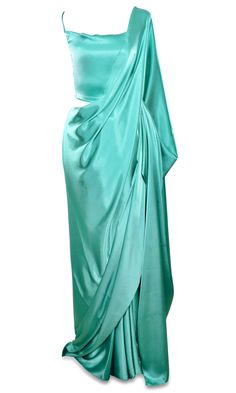 Pre-stitched, pre-pleated aqua blue silk saree comes with a Matching petticoat Green Silk Pre-draped Saree, Bollywood Silk Draped Dress, Bollywood Style Draped Silk Dress, Green Silk Pre-draped Saree For Evening, Festive Silk Draped Skirt With Traditional Drape, Blue Formal Pre-draped Saree, Formal Blue Draped Saree, Formal Blue Pre-draped Saree, Silk Pre-draped Floor-length Saree