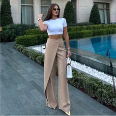 Questions? Leave A Comment Below! Alledaagse Outfit, Linen Blend Pants, High Waist Pants, Long Trousers, New Pant, Loose Pants, Zara Pants, Guest Outfit, Waist Pants