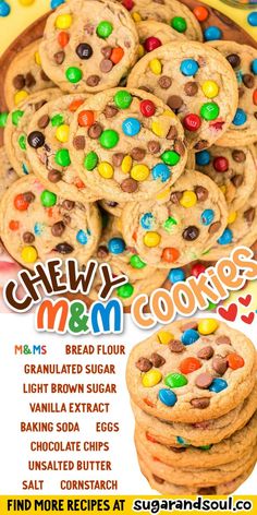 M&M cookies piled on a wooden plate. Best M&m Cookie Recipe, Mnm Cookies, Triple Chocolate Chip Cookies, Oreo Stuffed Chocolate Chip Cookies, Crispy Chocolate Chip Cookies, Chocolate Chip Pecan Cookies, M M Cookies, Chewy Cookies, Chill Time