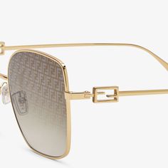 Baguette Metal Sunglasses, Gold Mirror, Metallica, Gold Metal, Gold Color, Lenses, Fendi, In Italy, Gifts For Her