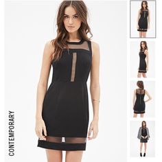 Very Classy Black Dress With Cute Paneling And Zipper Back Classy Black Dress, Forever 21 Black Dress, White Tank Dress, Denim Jumper Dress, Black Dresses Classy, Ribbed Bodycon Dress, Ribbed Mini Dress, Green Mini Dress, Flare Mini Dress