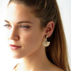 "I created these stud bridal earrings by hand, using gold plated brass castings, Swarovski 3mm pearls, Miyuki round seed beads, and 14k goldfilled push back Closure * If you chose the sterling silver option, all the metal pieces and beads will be replaced with silver metal and silver colored beads * Measurements: Earring length: 1.57\" (4cm) Fan element diameter: 1.18\" (3cm) * The earrings will come beautifully packaged for a gift. * For other Bridal earrings: https://www.etsy.com/il-en/shop/Li Dainty Pierced Bridal Earrings, Handmade Delicate Gold Plated Earrings, Pierced Gold-plated Dangle Pearl Earrings, Gold Dangle Pearl Earrings For Pierced Ears, Pierced Dangle Gold Plated Pearl Earrings, Dainty Brass Pearl Drop Earrings, Handmade Gold-plated Bridal Earrings For Wedding, White Gold Plated Chandelier Earrings As Gift, Elegant Gold Dangle Beaded Earrings