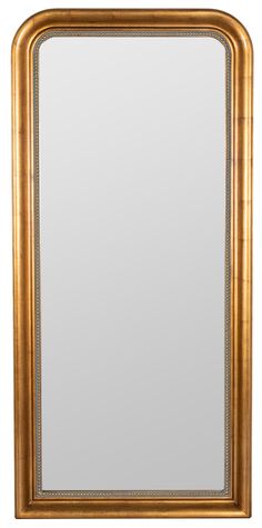 a large gold framed mirror on a white background with an ornate border around the edges