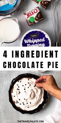 4 ingredient chocolate pie Chocolate Pie With Pudding And Cool Whip, Frozen Chocolate Pudding Pie, Chocolate Cool Whip Pie Recipe, No Bake Instant Pudding Desserts, Chocolate Pie With Cool Whip, Chocolate Fluff Pie, Coco Whip Desserts, Cool Whip Chocolate Pudding Pie, Cool Whip And Chocolate Pudding Dessert