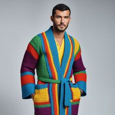 Handmade Crochet Granny Square Cardigan for Men  Please select the number according to the style you would like at check out    Shipping details: Estimated delivery 2-5 bus. days Express shipping on all orders  US CAN UK EU UK See more of our Men's knit items here:  https://www.etsy.com/shop/CHANDAKA?ref=seller-platform-mcnav&section_id=31709631 See the rest of our store here:  https://www.etsy.com/shop/CHANDAKA Men's Handmade colorful crochet sweater Every order is custom made, and if you prefe Multicolor Retro Knitted Outerwear, Crochet Sweater Patchwork, Colorful Crochet Sweater, Crochet Granny Square Cardigan, Childrens Coats, Shirt Crochet, Cardigan For Men, Granny Square Cardigan, Square Cardigan