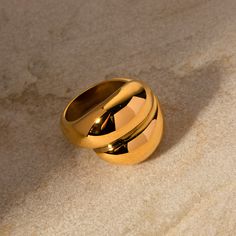 The Loba Stack Ring is crafted in stainless steel with a thick finish of 18 karat gold.