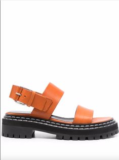 PROENZA SCHOULER Lug Sole Sandal Composition: 100% Calfskin Rubber Sole Color: Orange Fit: True to Size Proenza Schouler Shoes, Orange Sandals, Latest Sandal, Orange Fits, Toe Ring Sandals, Lugano, Sole Shoes, Brown Sandals, Lug Sole