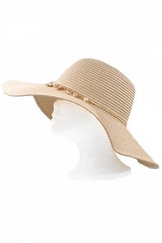 Instantly elevate your summer style with the Ocean Charm Chain Banded Wide Brim Floppy Hat. Crafted from lightweight, breathable fabric, this hat offers maximum sun protection while keeping you cool. Featuring a wide brim, adjustable chin strap, and chic ocean charm chain, it is both flattering and fashionable. The one size fits all design ensures a comfortable fit for everyone. Trendy Lightweight Sun Hat For Beach Season, Trendy Beige Hat For Sunbathing, Adjustable Wide Brim Sun Hat For Pool, Trendy Lightweight Sun Hat With Curved Brim, Trendy Lightweight Pool Hat, Trendy Lightweight Hat For Pool, Adjustable Lightweight Hat For Pool, Trendy Sun Hat With Curved Brim For Pool, Trendy Adjustable Sun Hat For Beach Season