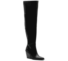 Stand tall in these over-the-knee boots that give your outfit a runway-worthy finish with a touch of Western-inspired flair. From Charles by Charles David. Trendy Knee-high Wedge Boots For Fall, Chic Wide Calf Knee-high Wedge Boots, Fall Party Knee-high Wedge Boots, Edgy Knee-high Heeled Boots For Work, Chic Knee-high Wedge Boots For Fall, Sleek Knee-high Platform Boots For Fall, Edgy Pointed Toe Wedge Boots For Fall, Knee-high Wedge Boots For Formal Occasion, Edgy Knee-high Boots For Formal Occasions