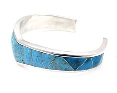 Sterling silver with turquoise, 5/8" wide, size 7 1/4 Blue Polished Bangle Cuff Bracelet, Turquoise Cuff Bracelet With Polished Finish, Modern Turquoise Cuff Bangle Bracelet, Modern Turquoise Cuff Bangle, Turquoise Sterling Silver Cuff Bracelet With Polished Finish, Cuff Bracelet, Cuff Bracelets, Cuff, Turquoise