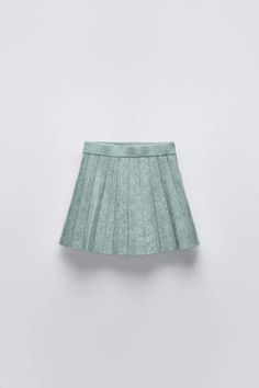 BOX PLEAT KNIT SKIRT - Green / Blue | ZARA United States Casual Skirt With Elastic Waistband For School, Winter Pleated Skirt For School, Spring School Skort With Elastic Waistband, Casual Pleated Mini Skirt By Zara, Zara Pleated Mini Skirt For Spring, Casual Blue Skirt With Pleated Waist, Zara Casual Pleated Skort, Zara Casual Pleated Mini Skirt, Zara Pleated Skirt For Fall With Lined Skirt