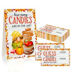 WhatSign Fall Guess How Many Candies Game 50 Candies Guessing Game Cards Thanksgiving Party Games for Kids Adults,Guess How Many Candies Are in the Jar Game Autumn Baby Shower Games Fall Party Favor Supplies Color: Orange. Fall Candy Jar Guessing Game, Ice Cream Float Party, Fall Baby Shower Games, Fall Baby Shower Game, Fall Party Favors, Jar Games, Candy Guessing Game, Fall Harvest Party, Fall Candy