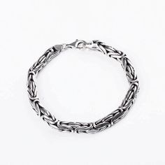 Men's Heavy Bracelet 925 silver Byzantine Chain, Chain Bracelets, Stylish Bracelet, Streetwear Style, Male Fashion, Chains For Men, Silver Man, Silver Bracelets, Lobster Claw