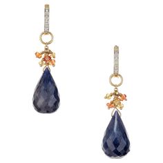 24 Carat Briolette Sapphire Diamond Yellow Gold Dangle Earrings Sapphire Beads, Night Style, Gold Dangle Earrings, Diamond Dangle Earrings, Orange Sapphire, Fashion Night, Orange And Yellow, Gold Earrings Dangle, Yellow Sapphire