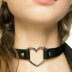 Brand New. Can Be Worn As A Choker Or Necklace. Heart Choker Collars, Leather Heart Choker, Emo Jewelry, Leather Heart, Leather Choker Necklace, Choker Collar Necklace, Heart Choker, Leather Chokers, Black Choker