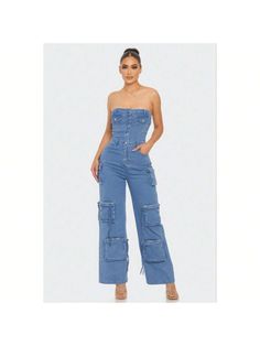 Elevate your wardrobe with our Denim Jumpsuit, a timeless piece that effortlessly combines style and comfort. Crafted with the utmost care and attention to detail, this garment is designed to make you look and feel your best.

Key Features:
Fabric: Made from a blend of 65% cotton, 22% polyester, 20% rayon, and 2% spandex, providing a comfortable and stretchy fit.
Fit: Slim fit with an elastic waistband for a flattering silhouette.
Color Options: Available in Medium Wash Denim.
Sizes: S, M, L.
De Fashion Deals, Denim Jumpsuit, Kids Beachwear, Jumpsuits For Women, Stretch Denim, All Fashion, Color Options, Fashion Forward, Latest Trends