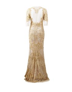 NAEEM KHAN CLOTHINGDRESSGOWN GOLD / 6 Illusion Neckline Embroidered Gown Lace Gown With Intricate Embroidery For Gala, Elegant Gold Gown With Sequins, Glamorous Formal Evening Dress With Embroidery, Gold Gown With Gold Embroidery For Gala, Elegant Floor-length Wedding Dress With Intricate Embroidery, Luxury Fitted Evening Dress With Intricate Embroidery, Elegant Evening Dress With Intricate Embroidery For Reception, Gold Floor-length Evening Dress With Gold Embroidery, Elegant Embroidered Evening Dress For Reception