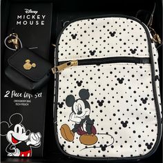 This Is A Beautiful Set Crossbody Bag With Tech Pouch Only One Left Will Come In It’s Original Box White Portable Bags For On-the-go, Portable White Bags For On-the-go, White Pouch Shoulder Bag For Personal Use, Nightmare Before Christmas Purse, Mickey Mouse Bag, Tech Pouch, Clutch Purse Black, Disney Bags, Disney Bag