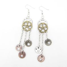 CosplayThese fabulous Jewelry Vintage Gears Earrings Steampunk will dazzle and add style to your ensemble. They are full of personality and make the perfect statement piece for any occasion. Whether you purchase them for yourself, as a gift, or for your special someone, these exquisite earrings will be sure to please. The steampunk design is stylish, industrial and vintage and will make a unique addition to your look. A perfect mix of Goth and Victorian, these trendy earrings will make a great g Adjustable Alloy Drop Earrings, Handmade Adjustable Alloy Earrings, Trendy Metal Jewelry For Cosplay, Silver Metal Jewelry For Cosplay, Punk Style Metal Dangle Hoop Earrings, Metal Drop Earrings For Party, Trendy Metal Dangle Plug Earrings, Gold Punk Dangle Jewelry, Gold Dangle Punk Jewelry