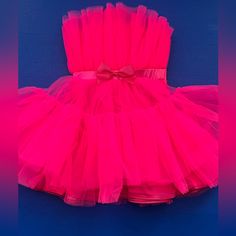 Unknown Brand, Neon Pink Tulle Dress, Juniors Medium, Never Worn (Without Tag) 95% Polyester 5% Spandex Pink Tulle Dress, Pink Tulle, Dress Medium, Tulle Dress, Neon Pink, Pink Color, Pink Ladies, Neon, Spandex