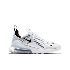 Nike Air Max 270 "White/Black" Women's Shoe - Hibbett | City Gear 270 Air Max Shoes Nike, Shoes For Women Nike Air Max, Hibbett Sports Shoes, Womans Nike Air Max 270, Nike Pro Maxes, 270 Air Max Shoes, All White Nike, Tiktok Affiliate, Birthday Gifs