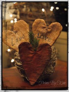 some kind of heart shaped decoration on top of a table