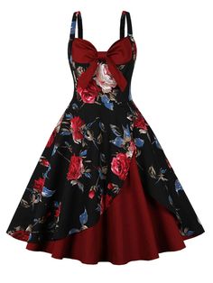 Vestidos Pin Up, Women Dresses Casual Summer, Robes Vintage, Rose Print Dress, 파티 드레스, Cocktail Dress Vintage, Vintage 1950s Dresses, Pin Up Dresses, Rockabilly Dress