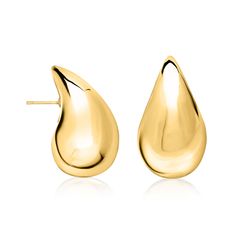 Ross-Simons - 14kt Yellow Gold Large Teardrop Earrings. An ample version of the incredibly popular style, our 14kt yellow gold large teardrop earrings emit a gorgeous glow from their high-polished finish. You'll be simply amazed by their style power, and ability to elevate any outfit with ease. Post/clutch, 14kt yellow gold large teardrop earrings. Modern Yellow Gold Teardrop Earrings For Anniversary, Modern Teardrop Earrings For Anniversary, Polished Teardrop Drop Earrings For Anniversary, Modern Yellow Gold Teardrop Earrings For Formal Occasions, Formal Teardrop Shiny Drop Earrings, Anniversary Polished Teardrop Drop Earrings, Modern Yellow Gold Pear-shaped Drop Earrings, Anniversary Polished Teardrop Earrings, Anniversary Teardrop Drop Earrings With Polished Finish