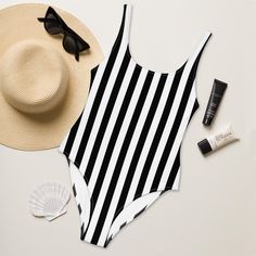 Swimsuit Onepiece Striped Black White Colors Vertical Striped Surfing Costume Swimming Swimmers Bikini Swimwear One-piece Bathing Suit - Etsy Retro One-piece Swimwear For Beach, Sleeveless Lined Bodysuit For Poolside, Retro Summer Pool Bodysuit, Retro Summer Bodysuit For Pool, Retro One-piece Bodysuit For Beach Season, Retro One-piece Bodysuit For Beach, Summer Beach Lined Bodysuit, Retro Sleeveless Swimwear For Beach Season, Striped Sleeveless Bodysuit For Beachwear