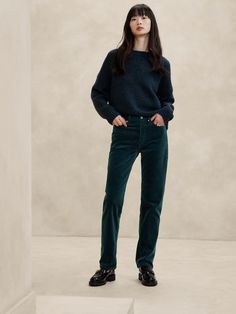 The Straight Corduroy Pant | Banana Republic Scorpio 2023, Moda Over 50, Wardrobe Essentials For Women, Bow Jeans, Stylish Winter Coats, Curated Closet, Corduroy Pant, Stylish Wardrobe, Legging Fits