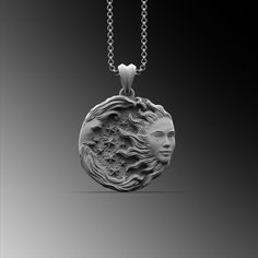 This expertly crafted Silver Sun And Moon Pendant necklace casts a spell of captivation on all those who wear it! A bold piece for anyone who loves Mythical Jewelry . Buy for yourself or give it as a gift for that special someone in your life! ★Item Details ◆ Material : 925K Sterling Silver ◆ Pendant Height : 1.37 inch x 3.5 cm ◆ Pendant Weight : 14.90 Gram ( without chain ) ◆ Bail Height : 0.39 inch x 1 cm ◆ Bail With : Suitable for up to  0.19 inch x 5.00 mm Chain ◆ Rolo Chain Thickness : 0.078 inch x 2 mm ◆ Rolo Chain Weight : 18 Inches - (45cm) = 4.50 Gr 20 Inches - (50cm) = 5Gr 22 Inches - (55cm) = 5.50 Gr 24 Inches - (60cm) = 6.05 Gr 26 Inches - (65cm) = 6.60 Gr 28 Inches - (70cm) = 7.12 Gr ◆ Foxtail Chain Thickness : 0.078 inch x 2 mm ◆ Foxtail Large Chain Weight :  28 Inches - (70c Celestial Round Pendant Necklace For Collectibles, Sterling Silver Sun And Moon Medallion Necklaces, Silver Moon-shaped Jewelry With Coin Pendant, Celestial Silver Coin Pendant Jewelry, Silver Medallion Jewelry With Moon Phase, Silver Moon Phase Medallion Jewelry, Silver Sun And Moon Medallion Jewelry, Silver Medallion Jewelry With Sun And Moon Design, Silver Necklaces With Moon Charm