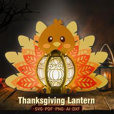 a thanksgiving lantern with a turkey on it