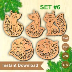 wooden cutouts for christmas ornaments with the text set 6