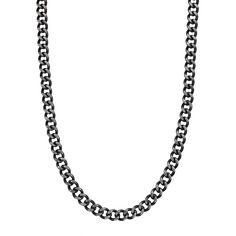 "Add something new and exciting to your daily look with this stainless steel curb chain necklace. Add something new and exciting to your daily look with this stainless steel curb chain necklace. Chain length: 24 in. Chain type: curb Clasp: lobster-claw Metal: stainless steel Finish: antiqued Packaging: pouch Please note, due to the high value of this item, a signature may be required upon delivery. Size: 24"". Color: Grey. Gender: male. Age Group: adult." Metal Cuban Link Chain Necklace, Black Stainless Steel Necklaces With Chunky Chain, Silver Cuban Link Metal Necklace, Modern Metal Necklace With Curb Chain, Metal Curb Chain Necklace, Black Chunky Chain Necklace In Stainless Steel, Black Cuban Link Curb Chain Jewelry, Black Cuban Link Jewelry With Curb Chain, Cuban Link Necklace With Box Chain