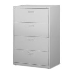 a white filing cabinet with three drawers