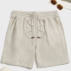 Nwt Shein Men Drawstring Waist Shorts Xxl Beige Casual Plain Drawstring, Pocket Straight Leg Drawstring Waist Natural Short Regular Fit Non-Stretch Fabric 70% Viscose, 30% Linen Machine Wash Or Professional Dry Clean Beige Leisure Shorts For Summer, Casual Beige Shorts For Leisure, Brown Leisure Bottoms For Summer, Loungewear Fashion, Estilo Tropical, Paisley Shorts, Beige Boho, Drawstring Waist Shorts, Beige Shorts