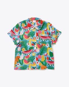 Manifest a tropical vacation. This soft, comfortable short sleeve leisure shirt has a classic fit, a patch pocket, and an allover rotary print. The details- Cotton poplin/cotton voile Soft and pre-shrunk Women’s sizing Tutti Frutti, Tropical Vacation, Cotton Voile, Rainbow Stripes, Cotton Poplin, Patch Pocket, Casual Button Down Shirt, Men Casual, Relaxed Fit