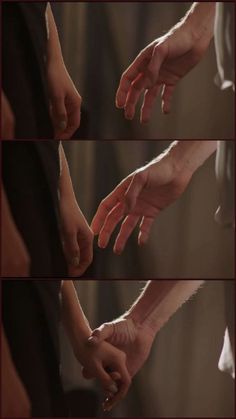 three pictures of hands touching each other with different angles to show the same person's hand