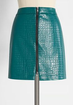 Crocodile Rock Mini Skirt | ModCloth Teal Outfits, Crocodile Rock, Cotton Mini Skirt, Teal Green Color, Animal Print Outfits, T Strap Flats, Pretty Clothes, Printed Wrap Dresses, Girl Fits