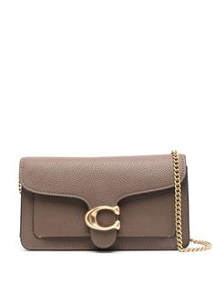 dark stone calf leather gold-tone logo plaque foldover top with magnetic fastening leather tag internal zip-fastening pocket chain-link shoulder strap Classic Crossbody Bag With Logo Plaque, Chic Wallet On Chain With Metal Logo For Everyday, Gold Crossbody Bag With Logo Plaque, Gold Shoulder Bag With Logo Hardware For Travel, Everyday Crossbody Shoulder Bag With Logo Plaque, Leather Wallet On Chain With Branded Hardware, Formal Leather Wallet On Chain With Logo Plaque, Classic Everyday Flap Bag With Gold-tone Logo Plaque, Elegant Crossbody Flap Bag With Gold-tone Logo Plaque