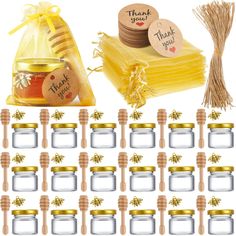 honey jar labels and tags for wedding favors, thank you mason jars with honeycombs