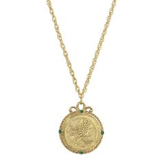 This gold tone pendant necklace from 1928 showcases each flower of the month and is the perfect accessory for anyone with a sense of style. This gold tone pendant necklace from 1928 showcases each flower of the month and is the perfect accessory for anyone with a sense of style. NECKLACE DETAILS Pendant size: 1.5 in. Chain length: 20 in. Clasp: lobster-claw Metal: alloy Plating: gold tone Finish: polished Not appropriate for children 14 years old and younger. Size: One Size. Color: Green. Gender Vintage Coin Necklace With Large Pendant, Vintage Gold-tone Jewelry With Coin Pendant, Vintage Medallion Coin Necklace With Large Pendant, Vintage Yellow Gold Brass Coin Necklace, Vintage Gold Plated Medallion Jewelry, Vintage Charm Necklace With Coin Pendant, Vintage Charm Necklace With Coin Pendant Medallion, Vintage Charm Necklace With Coin Medallion Pendant, Vintage Charm Necklace With Coin Medallion