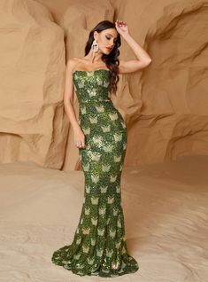 In Stock:Ship in 48 Hours Green Mermaid Sequins Party Dres Backless Prom Dress, Fitted Gown, Beads Making, Green Mermaid, Mermaid Sequin, Corset Bodice, Backless Prom Dresses, Small Beads, Prom Night