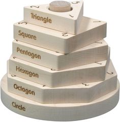 a stack of wooden blocks with words on them