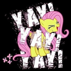 an image of a pinkie pony with the words may day written in white on a black background