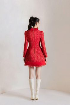 Marion A-line Notch Lapel Tweed Mini Dress | MEAN BLVD Tweed Outfit, Tweed Mini Dress, Mean Blvd, Designer Dress, Fancy Dresses, Online Fashion, Latest Fashion Trends, Designer Dresses, A Line