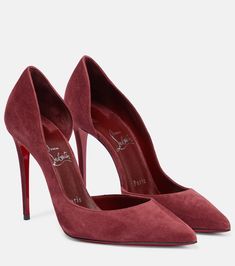 Iriza suede pumps in red - Christian Louboutin | Mytheresa Christian Louboutin Shoes Pumps, Christian Louboutin Kate 100, Christian Louboutin Iriza, Hak Tinggi, Louboutin Online, Dr Shoes, Velvet Pumps, Red Louboutin, Louboutin Heels